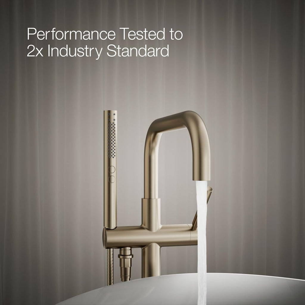 Kohler K-T97328-4-BV Purist Floor-mount bath filler trim with handshower, Vibrant Brushed Bronze