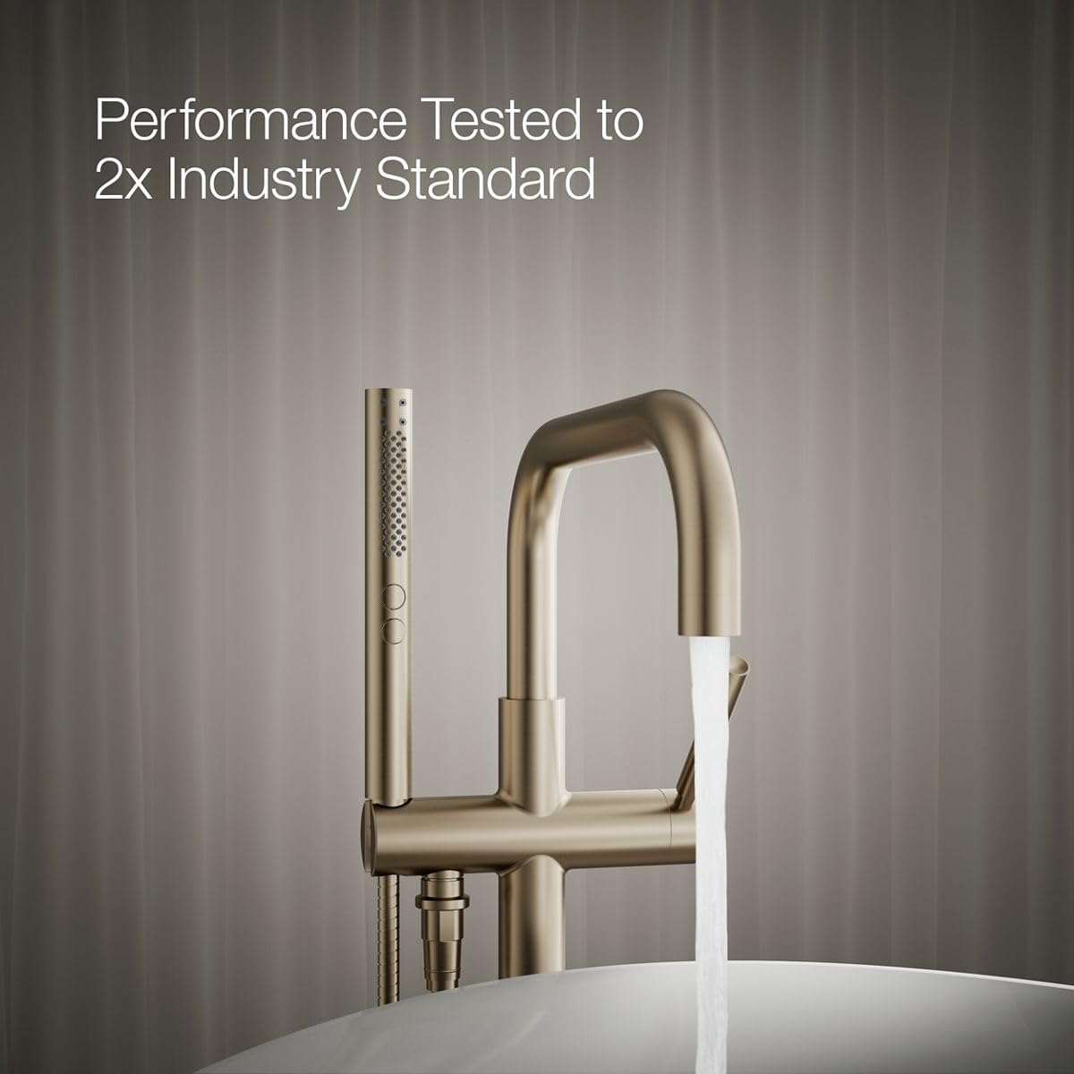 Kohler K-T97328-4-BV Purist Floor-mount bath filler trim with handshower, Vibrant Brushed Bronze
