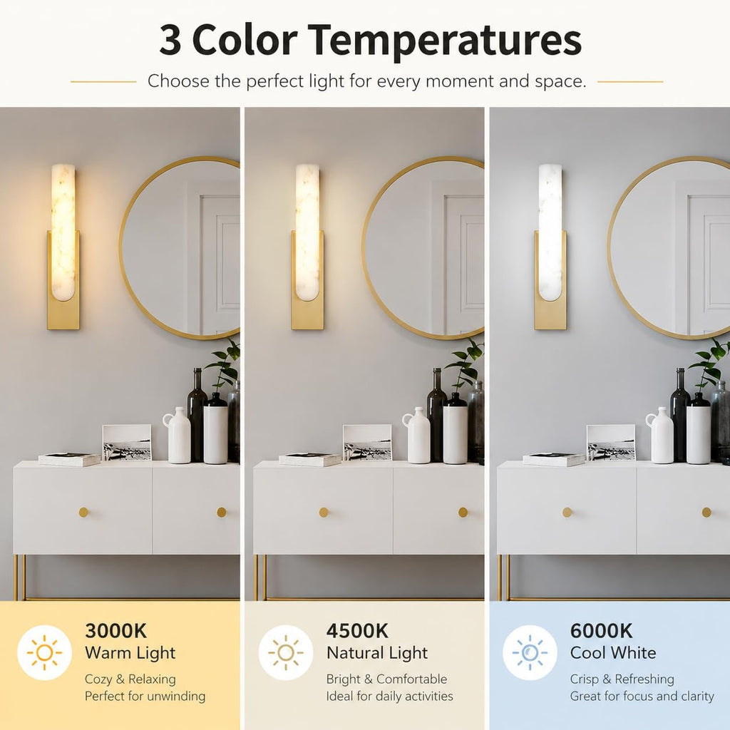 Modern Dimmable Wall Lamp Bedroom Sconces Imitation Marble Wall Lights Hardwired Bedside Wall Lamps Built-in LED for Living Room Porch Farmhouse Light Fixture Wall Decor Set of 2