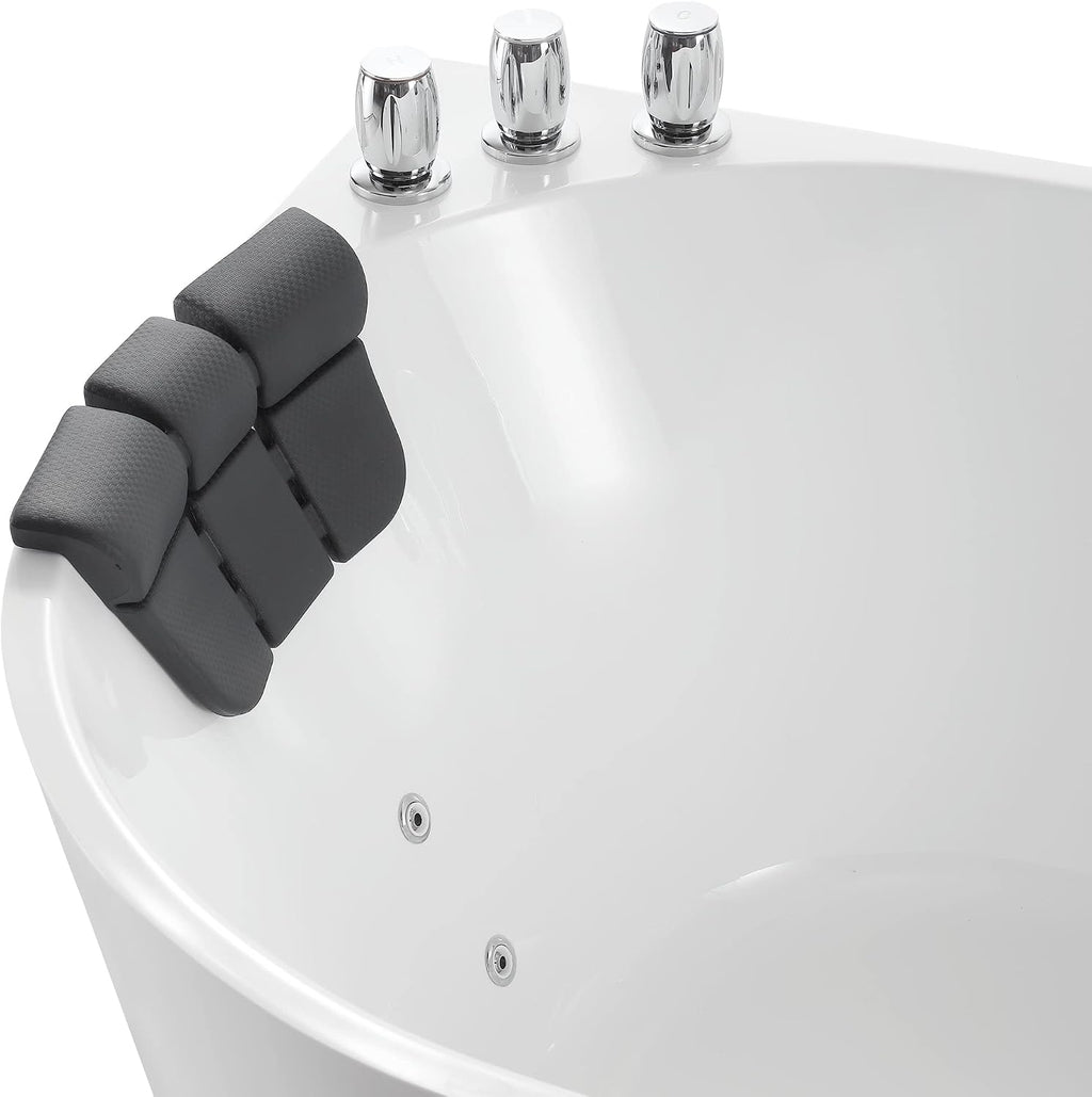 Empava 67' Freestanding Whirlpool Bathtub Oval with 8 Hydromassage Adjustable Water Jets Luxury Acrylic Massage SPA Soaking Bath Tub in White Double Ended