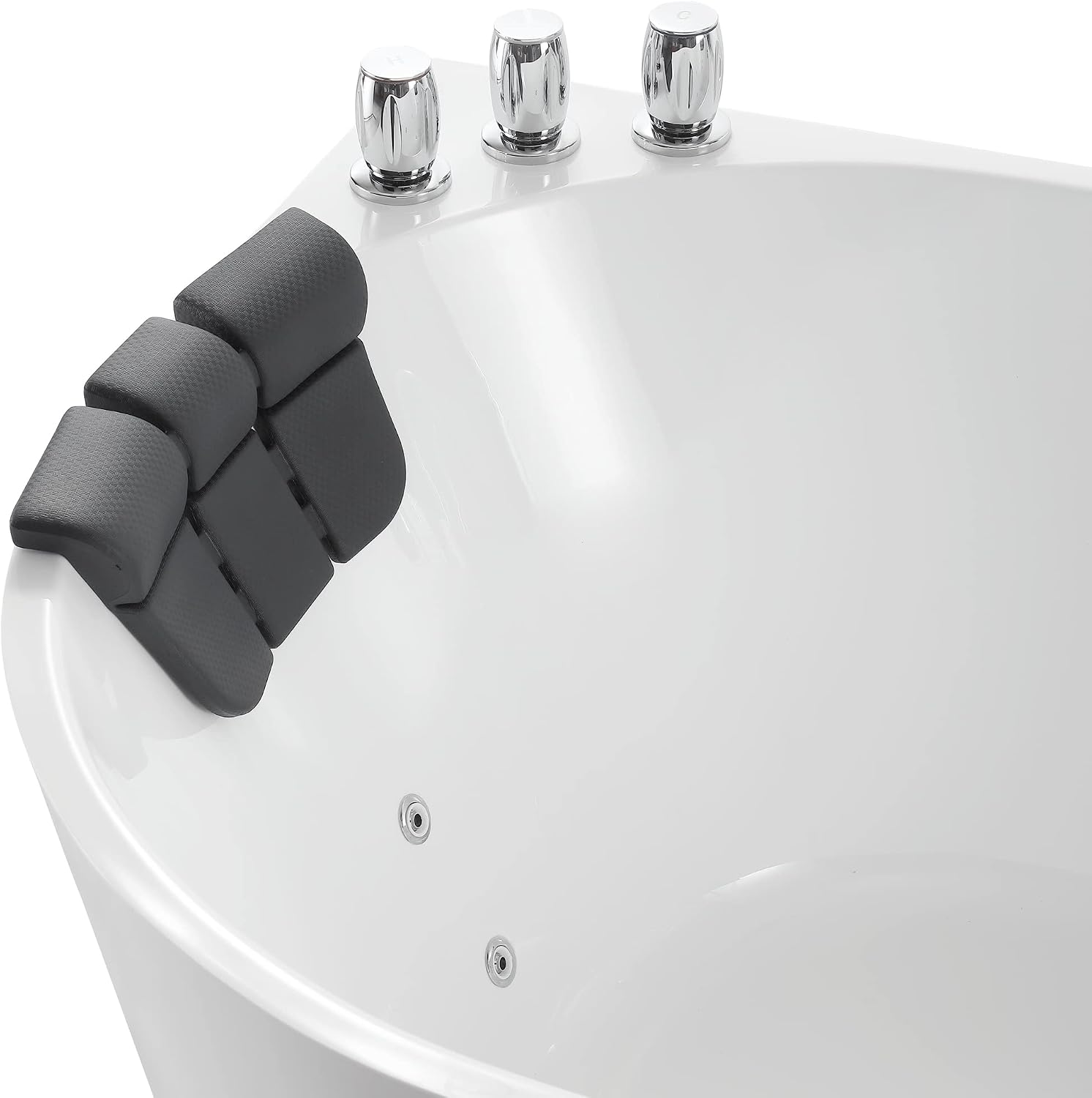 Empava 67' Freestanding Whirlpool Bathtub Oval with 8 Hydromassage Adjustable Water Jets Luxury Acrylic Massage SPA Soaking Bath Tub in White Double Ended