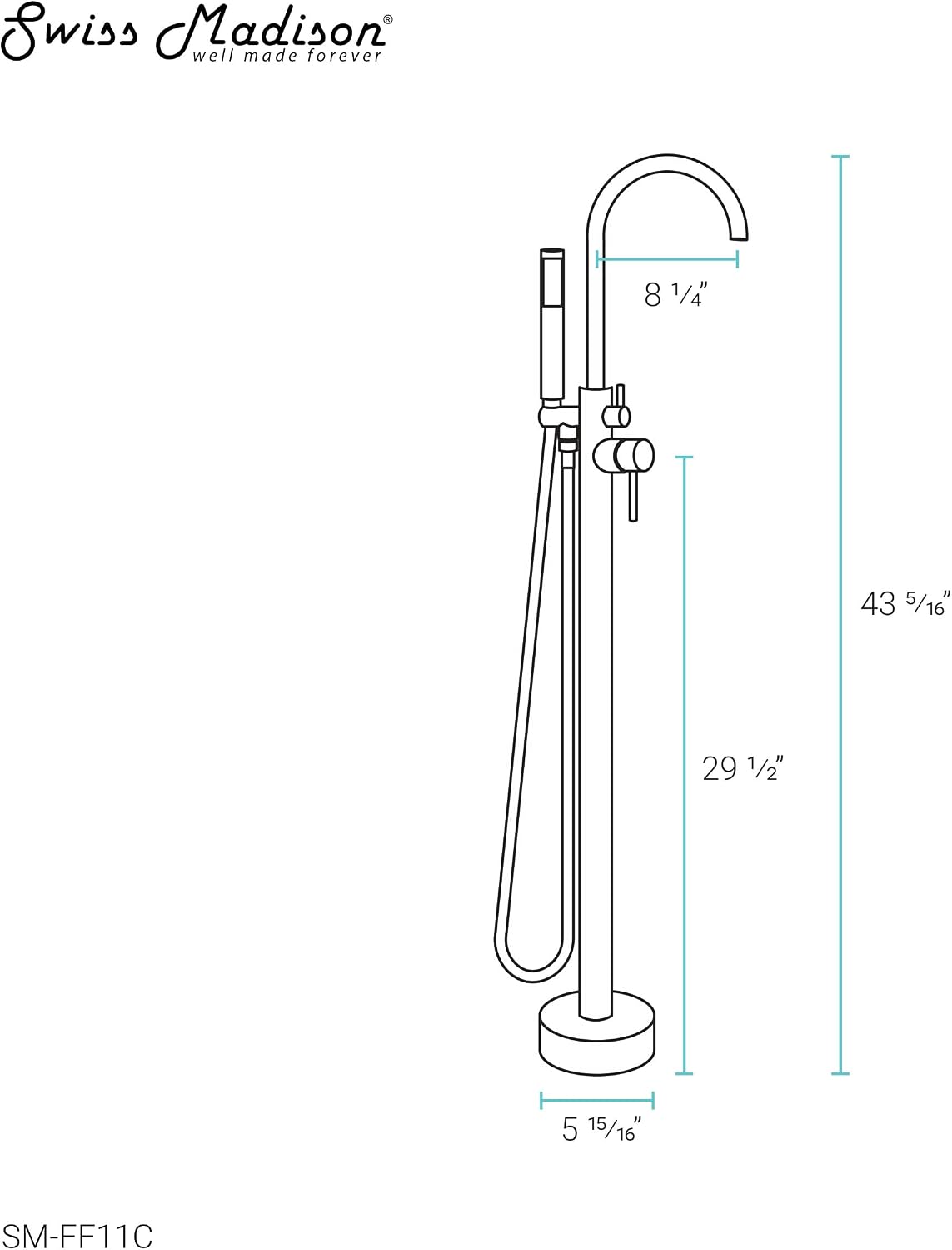 Swiss Madison Well Made Forever SM-FF11C Ivy Freestanding Bathtub Faucet in Chrome