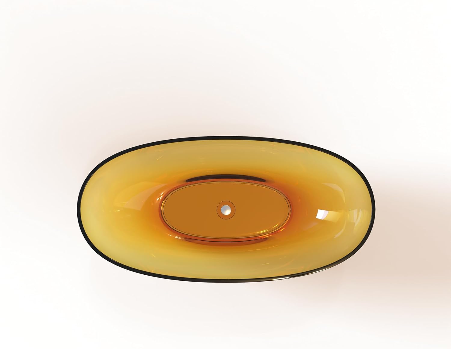 Solid Surface Freestanding Bathtub 61', Modern Oval Shape Soaking Tub, Stone Resin Stand Alone Bathtub with Drain & Integrated Slotted Overflow Transparent Orange AMFS303-1550-Orange