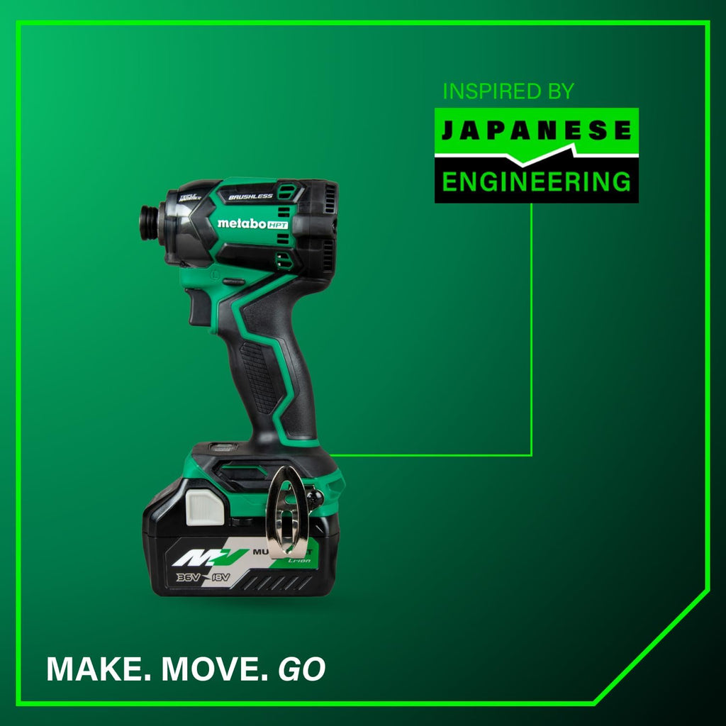 Metabo HPT 36V MultiVolt™ Cordless Triple Hammer BOLT Impact Driver Kit, High Torque Impact Driver with Case, 2 MultiVolt Batteries, 1/4-Inch Chuck, Compact Lightweight Power Tool, WH36DC