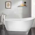 Vanity Art 59 X 29 Inch White Acrylic Freestanding Bathtub | Contemporary Design Soaking Tub with Pop-up Drain and Slotted Overflow Included, UPC Certified VA6904-S-TG