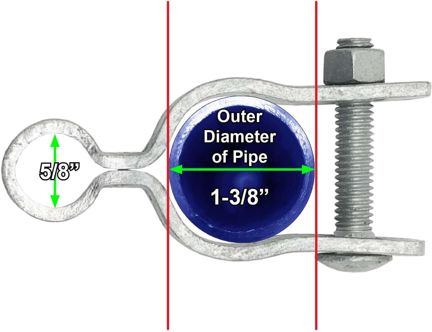 1-3/8' Chain Link Fence Gate Frame Hinge - Nut/Bolt Included for Hinge - CASE Qty 100