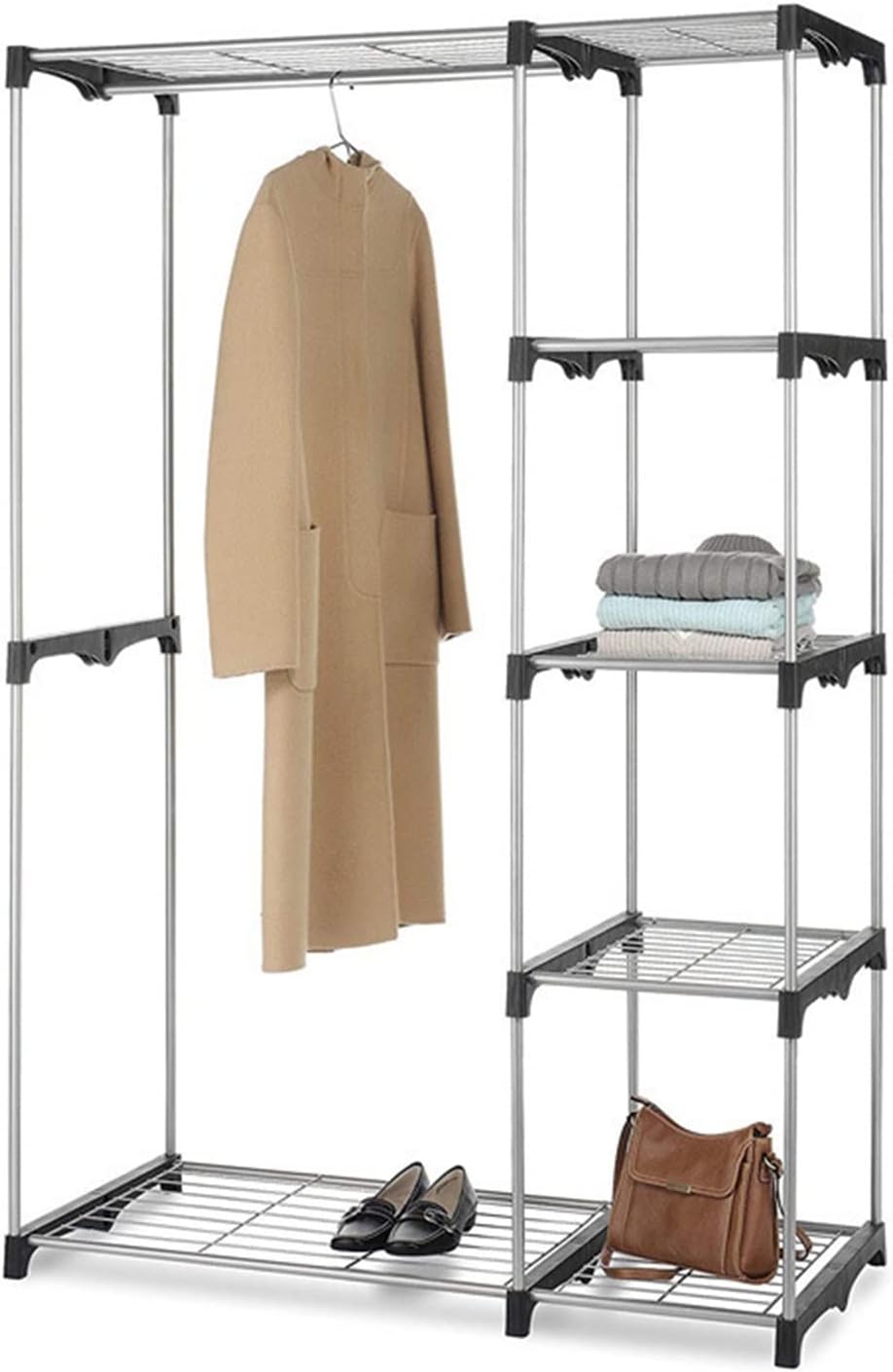 Combined Closet Portable Practical Five-Tier Wardrobe Clothing Garment Rack, Without Cloth Cover Combination Closet
