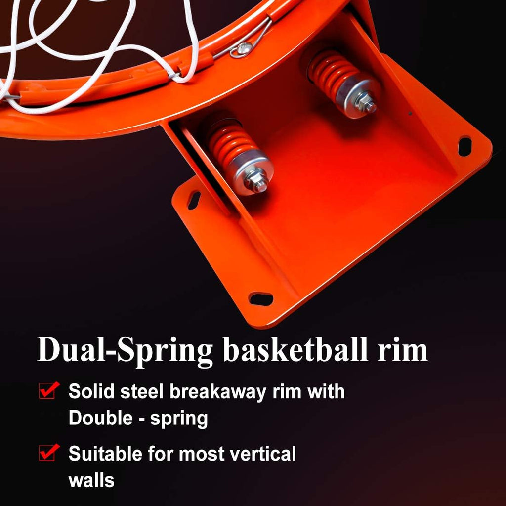 Heavy Duty Wall Mounted Basketball Rim, 18 inch Professional Hanging Basketball Goal Fits Indoor and Outdoor Wall
