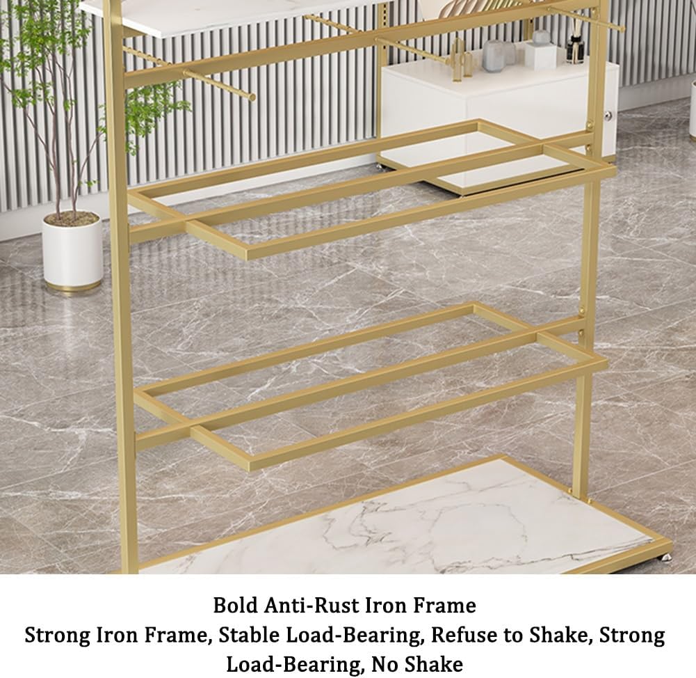 WIGING Retail Clothing Store Garment Rack, Freestanding Metal Underwear Rack, Bra Shorts Swimwear Storage Shelf for Farmers Markets, Boutiques (Color : Gold, Size : 60x40x135cm)