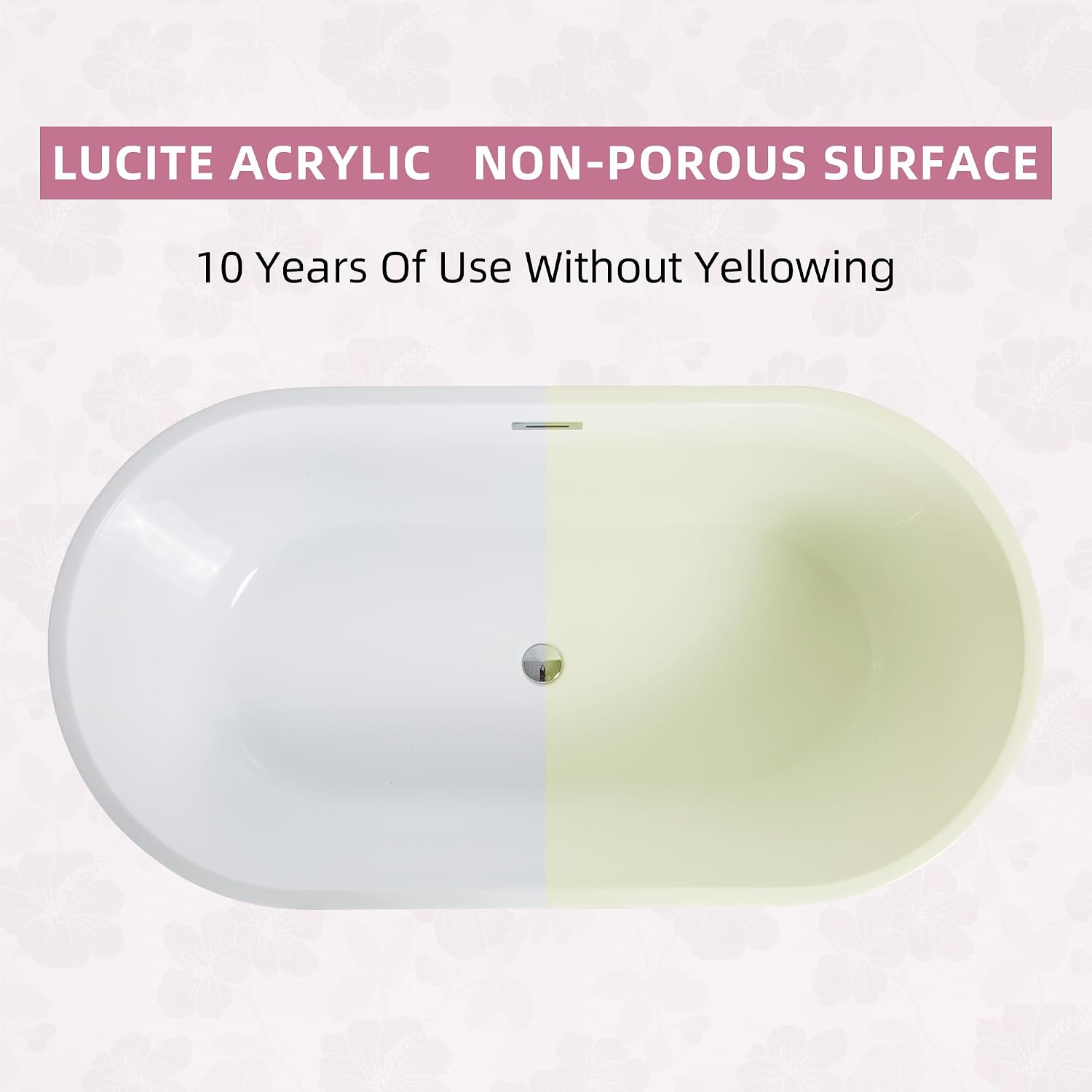 TONA 55' Acrylic Freestanding Bathtub Contemporary Soaking White Tub cUPC Certified, Toe-Tap Chrome Drain & Overflow Assembly Included