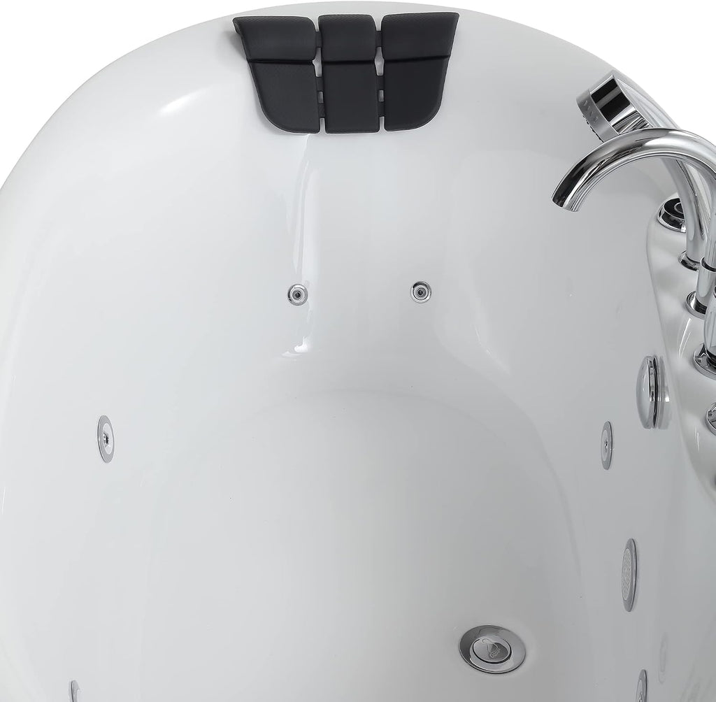 Empava 71' Freestanding Whirlpool Bathtub - 560W Stand Alone Jetted Tub with 7 Hydromassage Nozzles,Large Recline Angle, Boat Shape, Acrylic,ETL Certified