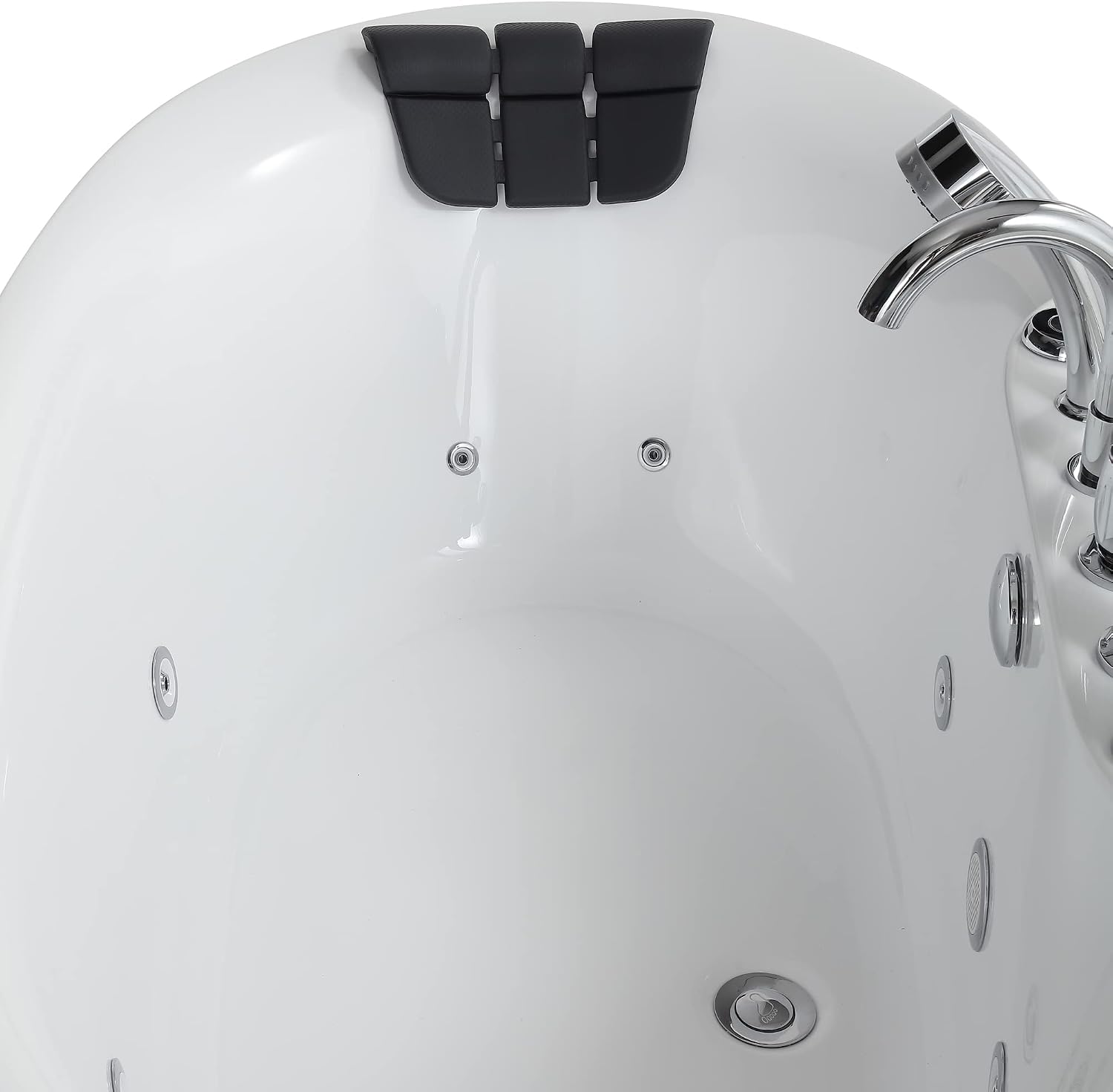 Empava 71' Freestanding Whirlpool Bathtub - 560W Stand Alone Jetted Tub with 7 Hydromassage Nozzles,Large Recline Angle, Boat Shape, Acrylic,ETL Certified