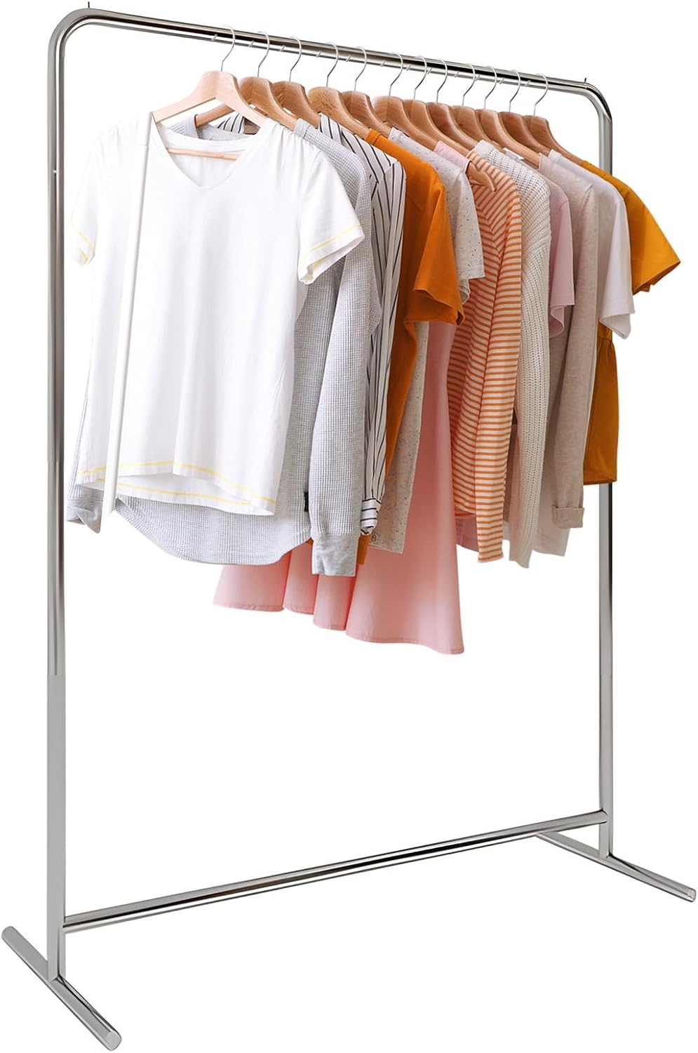 Freestanding Clothing Garment Rack, Stainless Steel Tube Clothes Rail, Clothes Organizer for Bedroom, Laundry Room, Silver, Height 59in (Color : Silver, Size : 100x40x150cm)