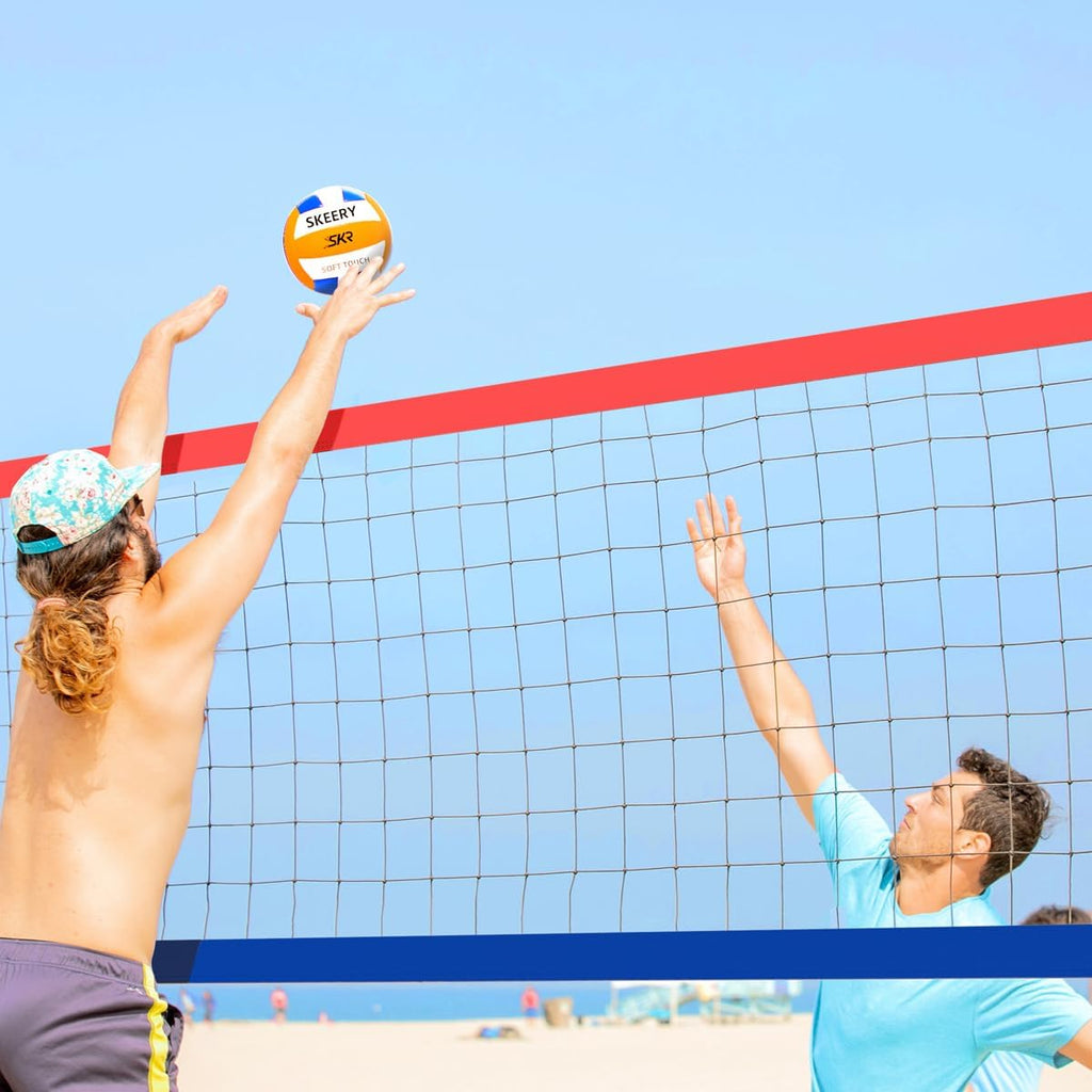 SKEERY Outdoor Heavy Duty Volleyball Net Set, Anti-Sag Design, Adjustable Aluminum Poles, Portable Volleyball Net for Backyard,Grass and Beach