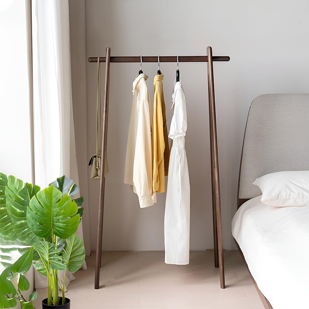 Vintage Wood Clothing Rack for Hanging Clothes, 60kg Capacity Freestanding A-frame Garment Rack for Bedroom, Guest Room, Entryway(62 x 47 x 140 cm)