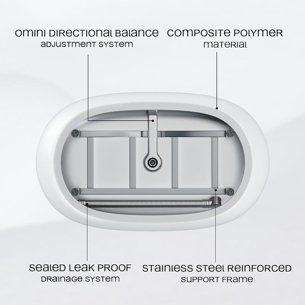 47 * 28 * 24 Inch Acrylic Freestanding Bathtub, Modern Soaking Bright White Bathtub, Equipped With Bright Silver Overflow And Bouncing Water Outlet