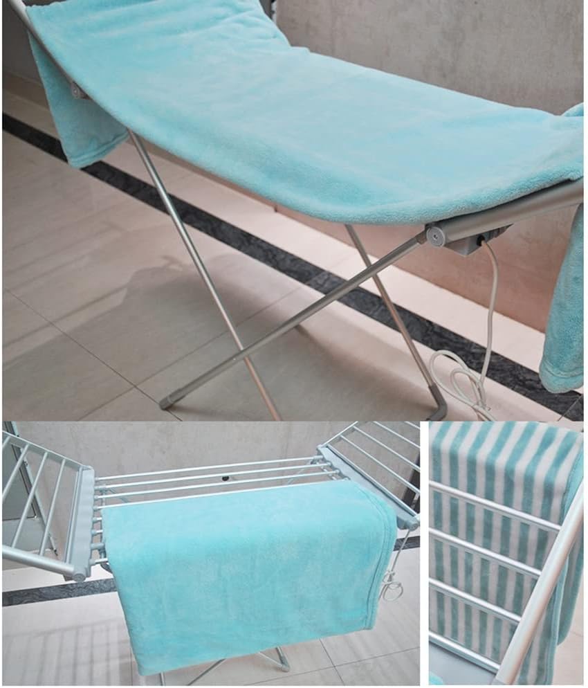 LKP Heated Drying Rack for Laundry, Collapsible Clothes Horse Rack Free-Standing, Electric Heated Towel Rail 45-55° Constant Temperature Garment Dryer Rack for Indoor/Outdoor