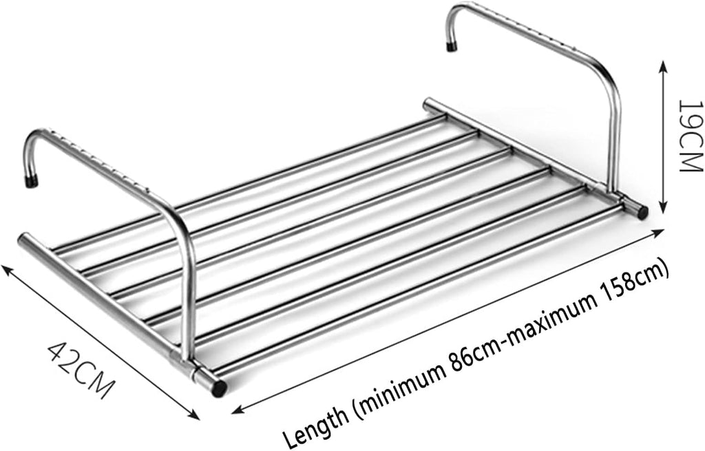 Clothes Drying Rack, Collapsible Stainless Steel Laundry Airer for Balcony and Bathroom, Space-Saving Folding Design