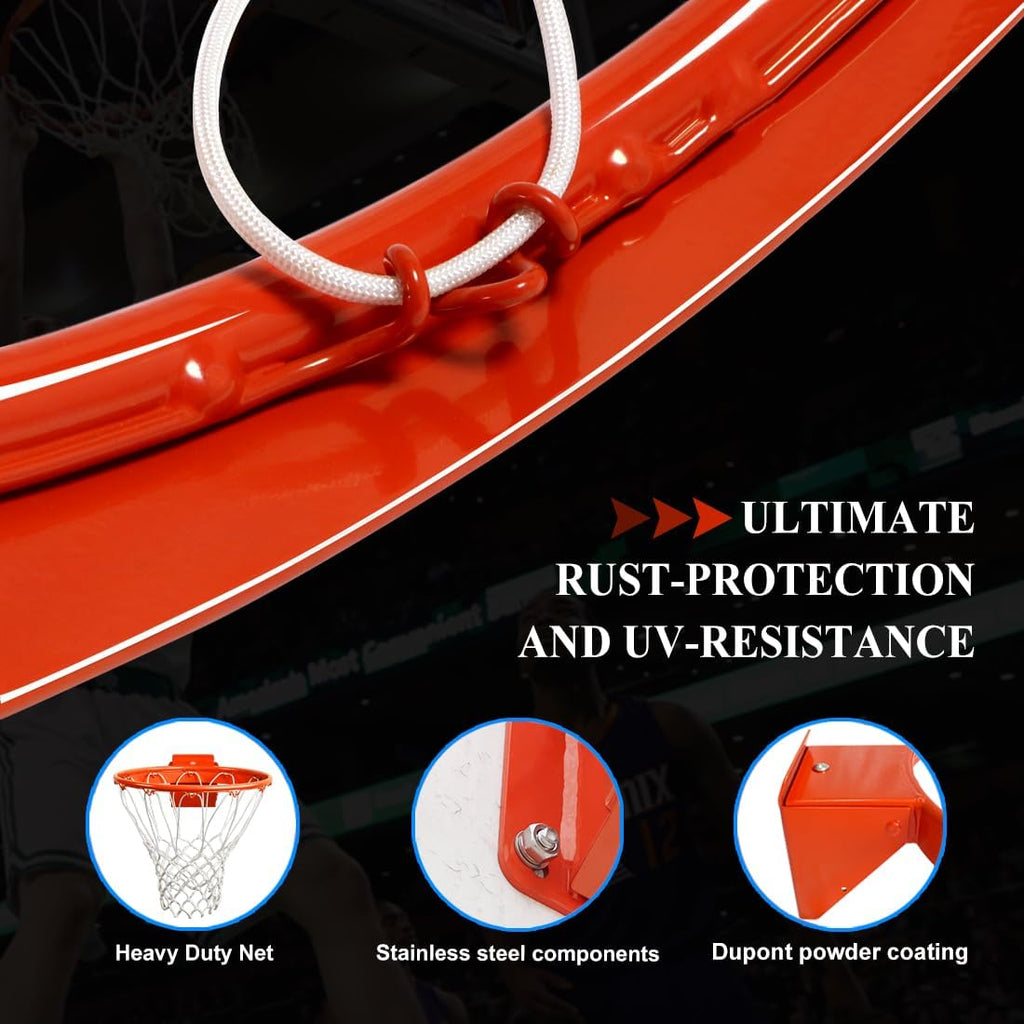 Heavy Duty Wall Mounted Basketball Rim, 18 inch Professional Hanging Basketball Goal Fits Indoor and Outdoor Wall
