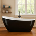 GarveeTech 67 in Acrylic Freestanding Bathtub, Contemporary Stand Alone Tub,Black Soaking Tub, with Chrome Overflow and Drain, CUPC Certified