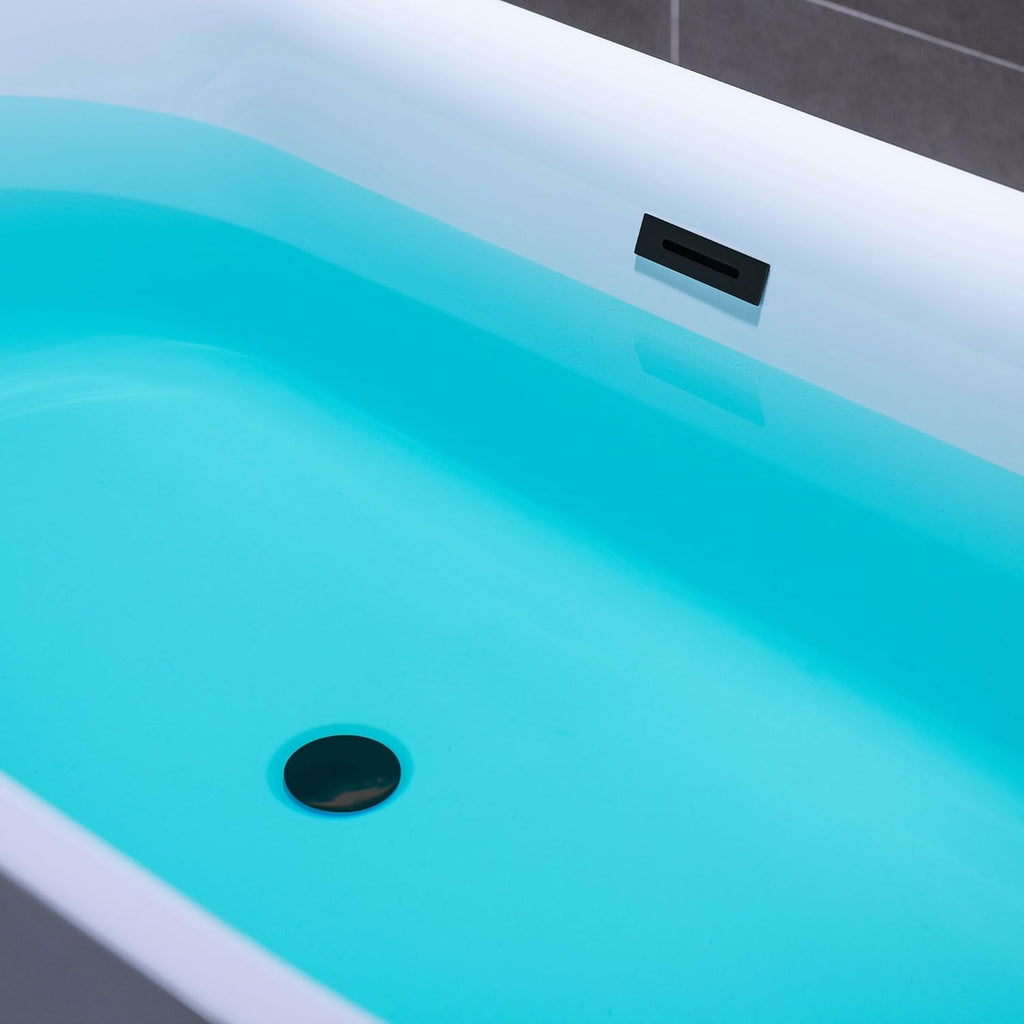 WOODBRIDGE 67' Acrylic Freestanding Bathtub Contemporary Soaking Tub with Matte Black Overflow and Drain,White Tub