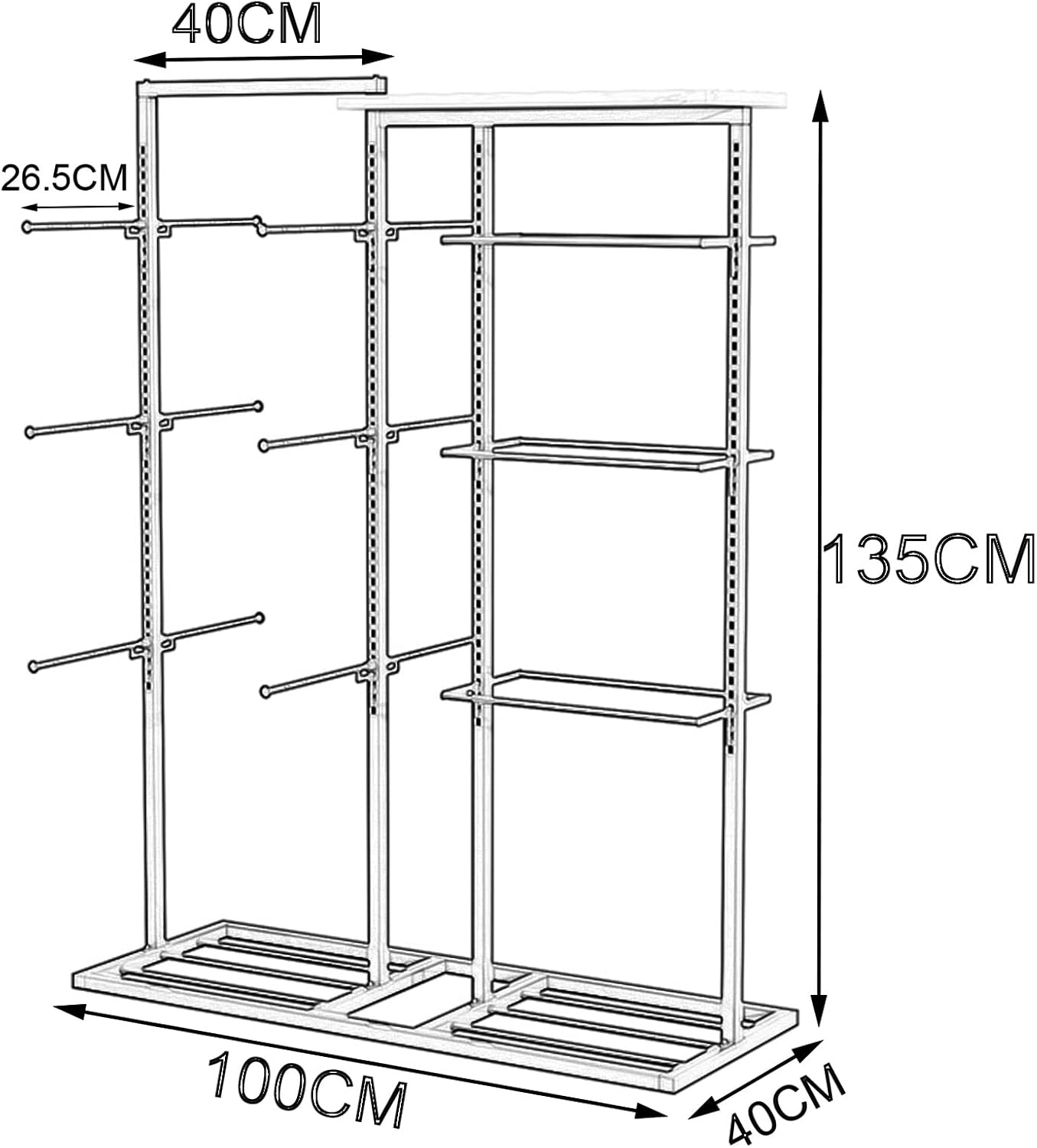Clothes Retail Shelves Garment Rack Commercial Socks Holder,Adjustable Underwear Rack Bra Display Fixture Handbag Hanging Rods,Boutique Store Hanger Hat Organizer Shel