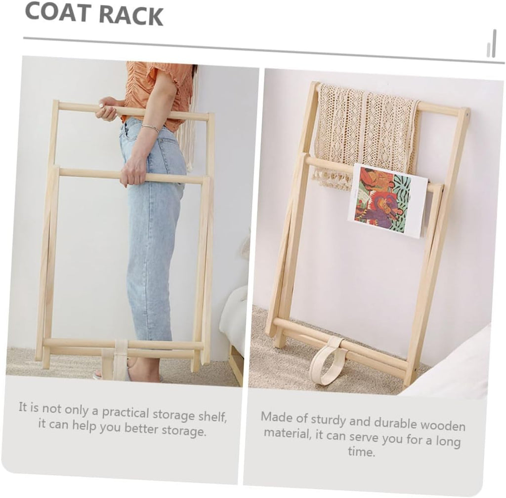 SHINEOFI Wood Coat Stand Clothes Storage Rack Freestanding Solid Wood Garment Rack for Bedroom Entryway with Multi-hook Design