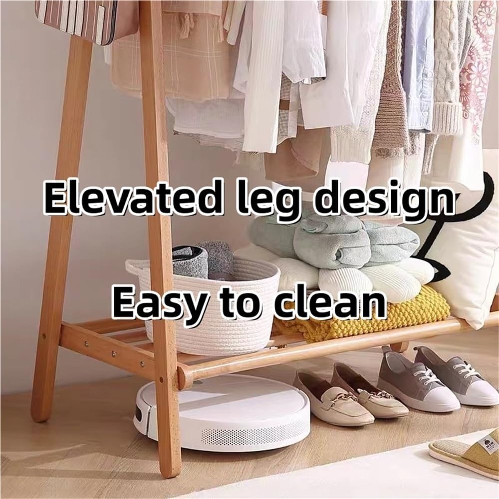Coat Rack, Wooden Clothing Rack, Foldable Clothes Rack, Garment Rack with Storage, Freestanding Clothes Hanger for Living Room, Bedroom, Entrance(29.5x19.3x59in)