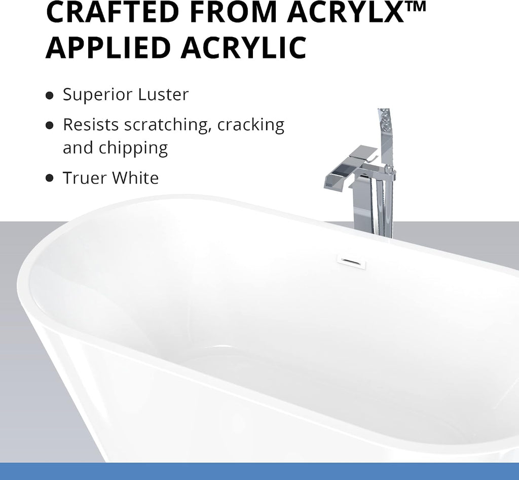 DreamLine Havana 67 in. L x 23 in. H Acrylic Freestanding Bathtub