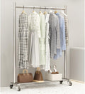 Stainless Steel Coat Rack,Industrial Pipe Clothing Rack with Wheels and Bottom Shelf, Freestanding Large Capacity Single Rail Garment Rack, for Bedrooms and Boutiques(80x40x135 cm)