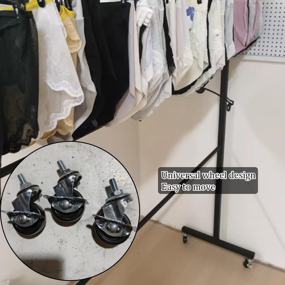 Retail Store Garment Clothing Hanger, Underwear Panty Rack Shorts Display Bra Stand, Clothes Organizer with Wheels for Bedroom Boutique Metal Pipe Hanging Rack(White,80x40x135cm)