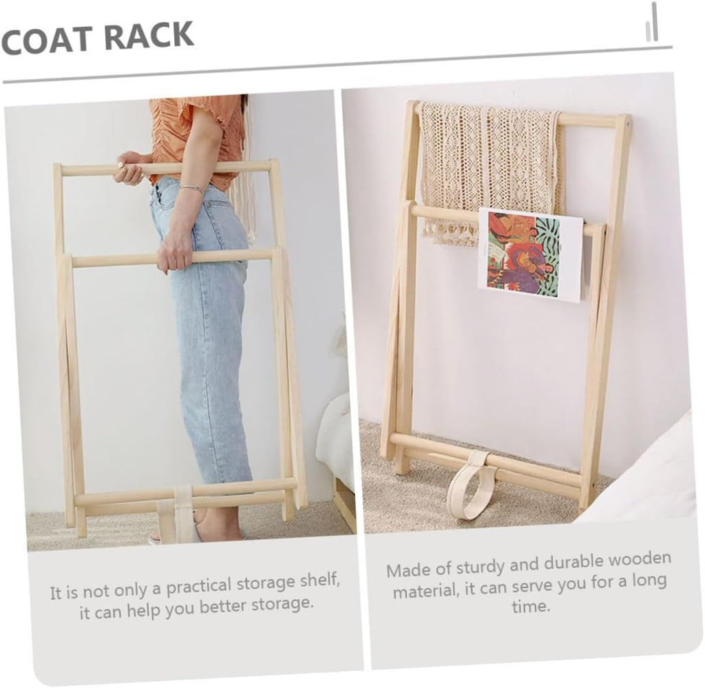 Wood Coat Stand Clothes Hanging Rack Freestanding Garment Rack for Bedroom Entryway with Solid Wood Frame Clothes Storage Organizer