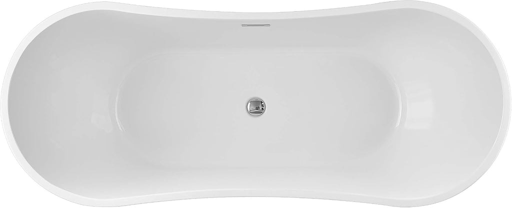 Vanity Art 71' x 29' Acrylic Freestanding Bathtub | Modern Stand Alone Soaking Tub with Overflow and Pop-up Drain, VA6903