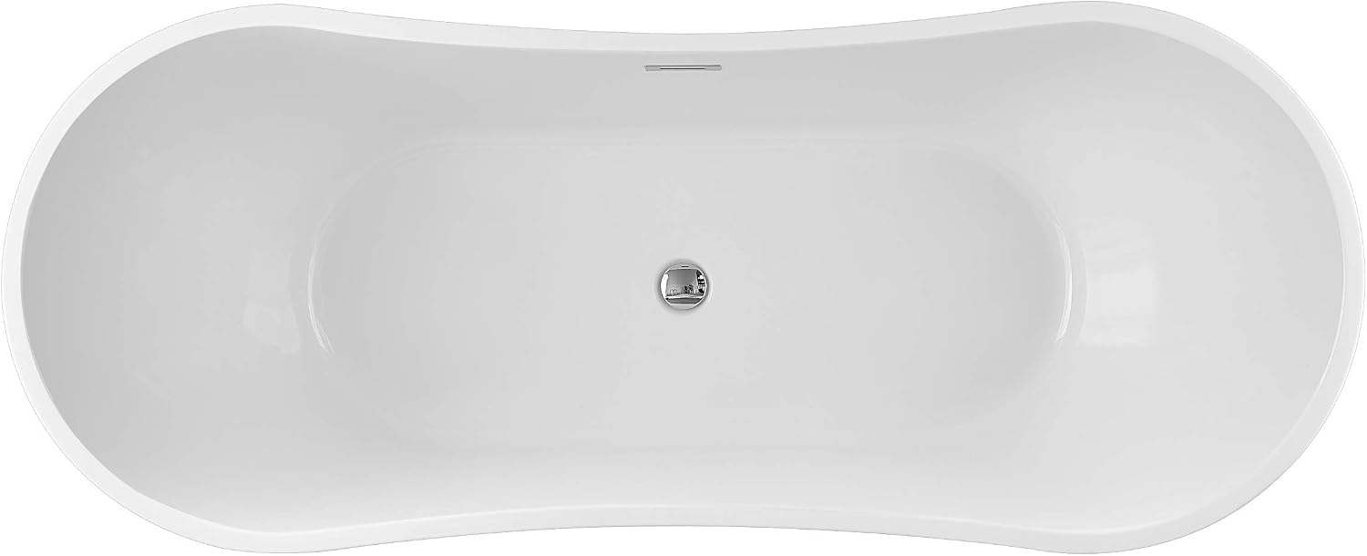 Vanity Art 71' x 29' Acrylic Freestanding Bathtub | Modern Stand Alone Soaking Tub with Overflow and Pop-up Drain, VA6903