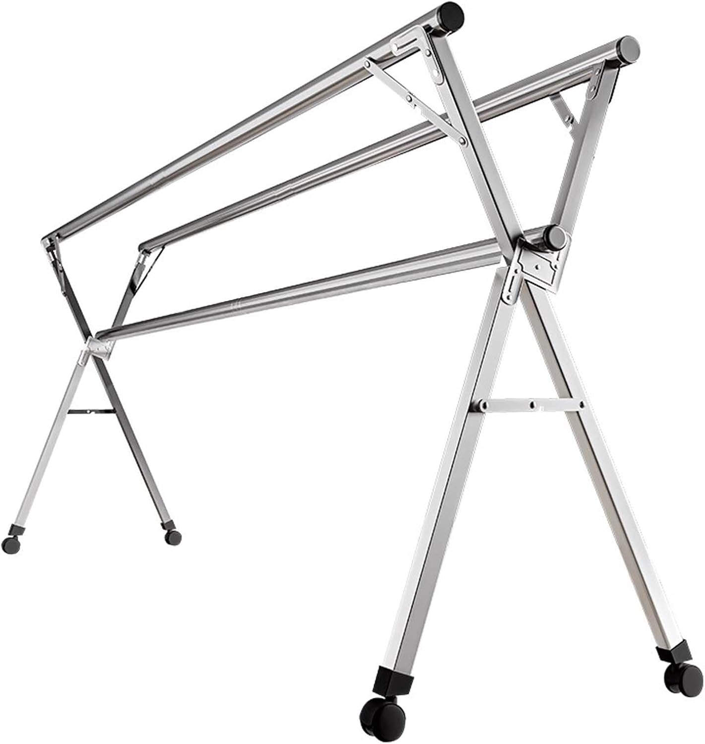 Clothes Drying Rack Foldable Large, Stainless Steel Laundry Drying Rack, Foldable Portable Clothes Rack Garment Rack, Collapsible Heavy Duty Garment Rack, for Indoor Outdoor