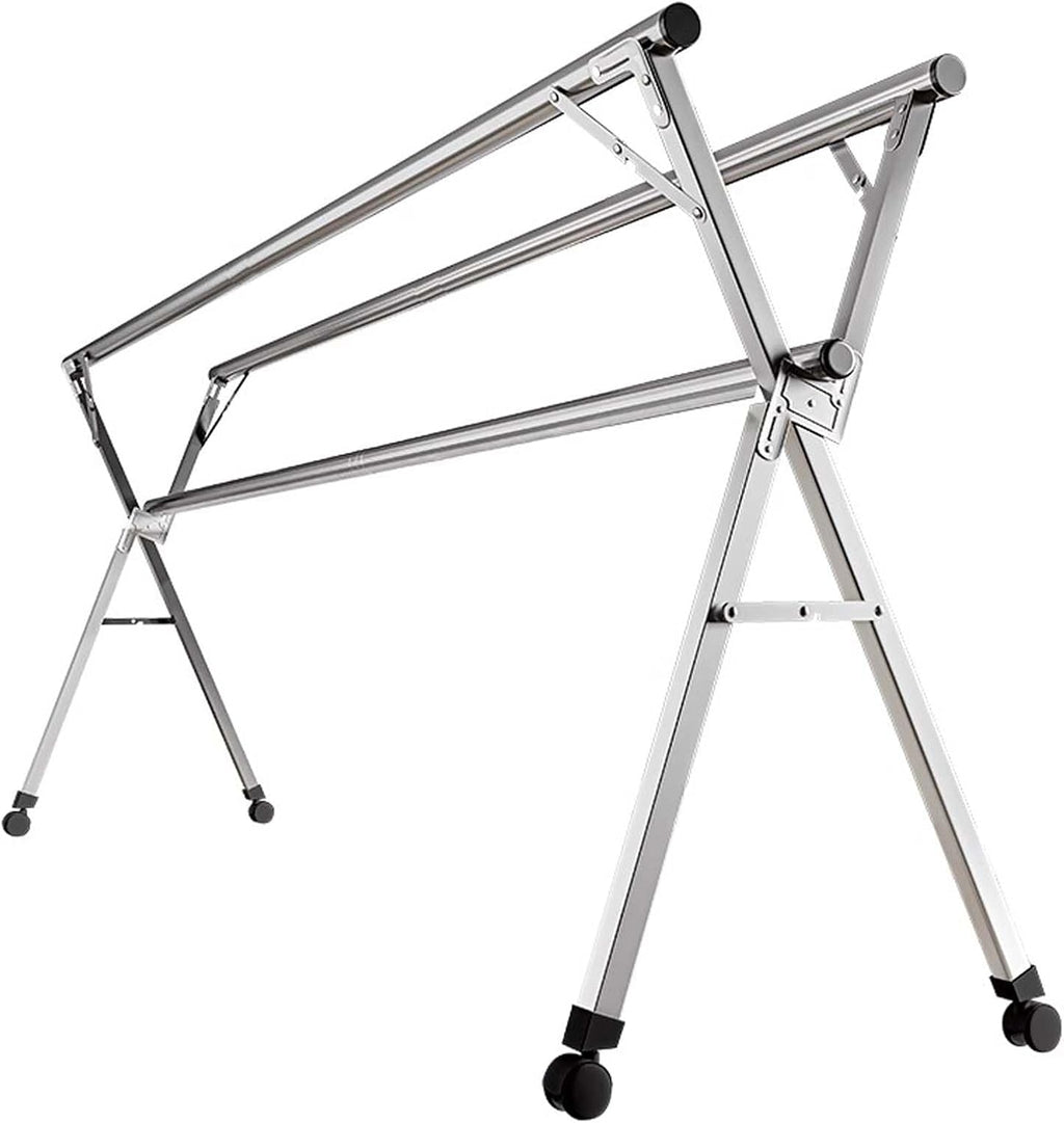 Clothes Drying Rack Foldable Large, Stainless Steel Laundry Drying Rack, Foldable Portable Clothes Rack Garment Rack, Collapsible Heavy Duty Garment Rack, for Indoor Outdoor