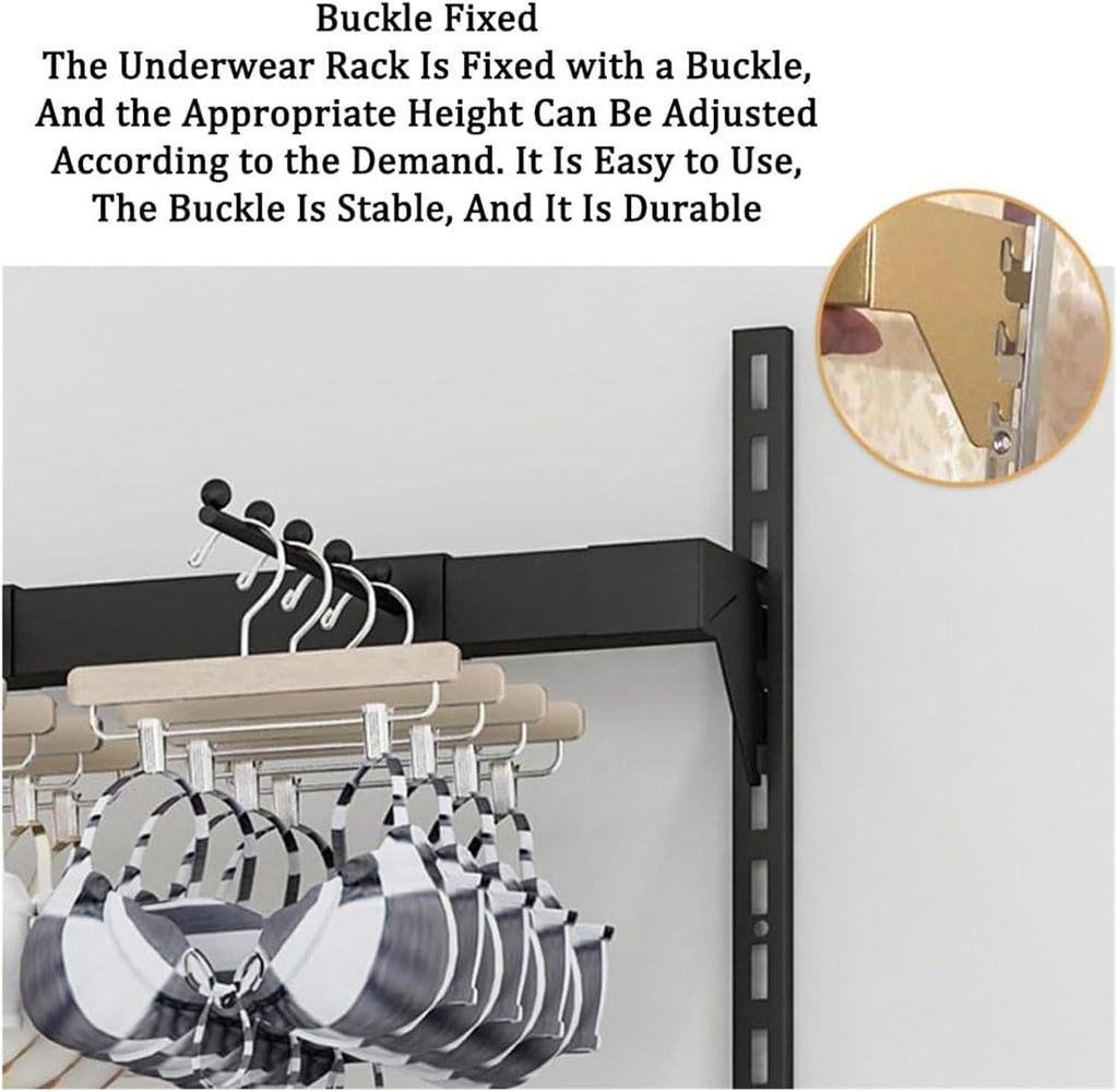 Clothes Rail Garment Rack 5 Tiers Wall Mounted Underwear Store Bra Display Rack, Socks Organizer Display Stand, Metal Storage Rack for Retail Stores/Farmers Markets(Wh
