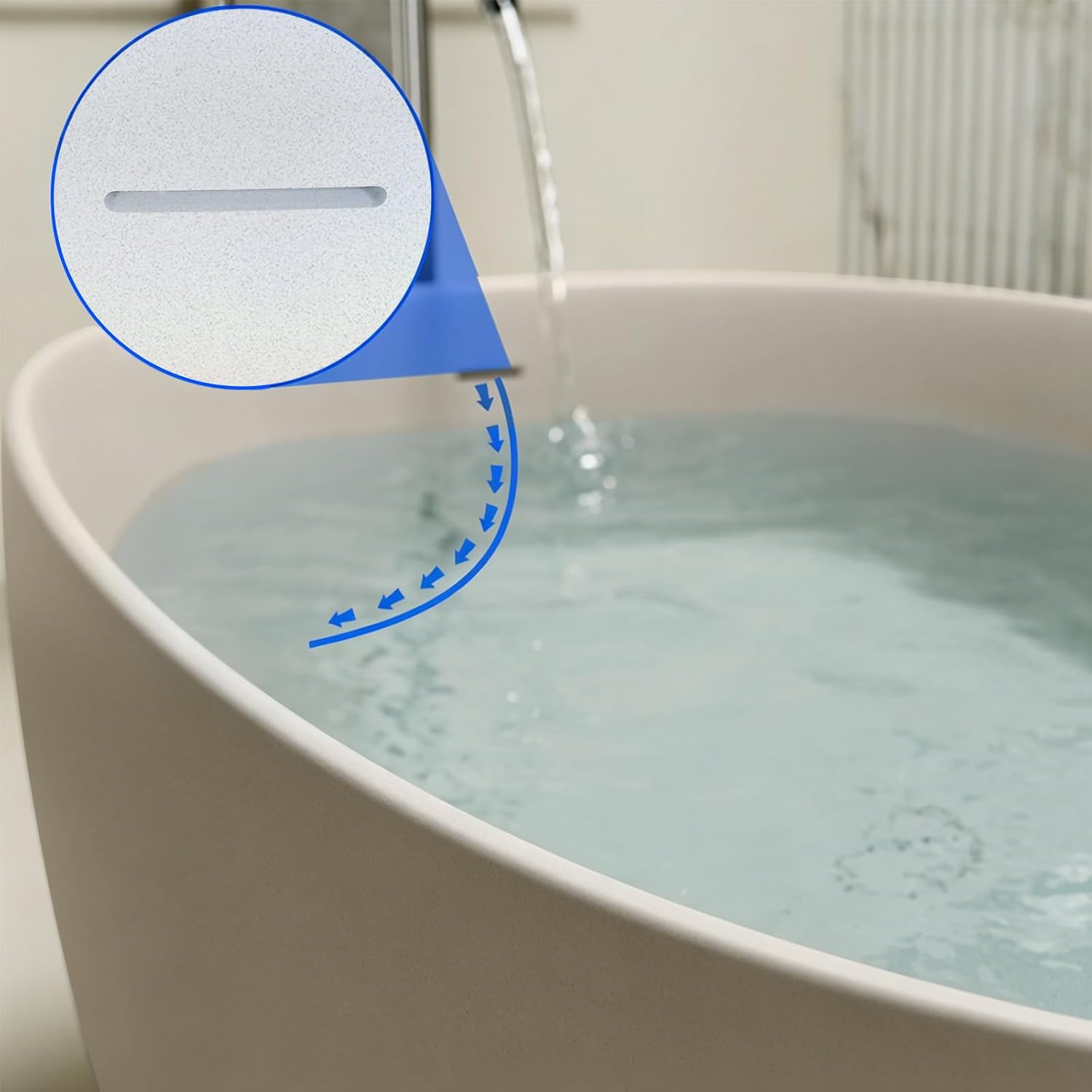 47' Stone Resin Freestanding Soaking Bathtub – Solid Surface Oval Tub for Small Bathroom, Modern Stand Alone Deep Soaking Tub with Slotted Overflow and Drain, Beige