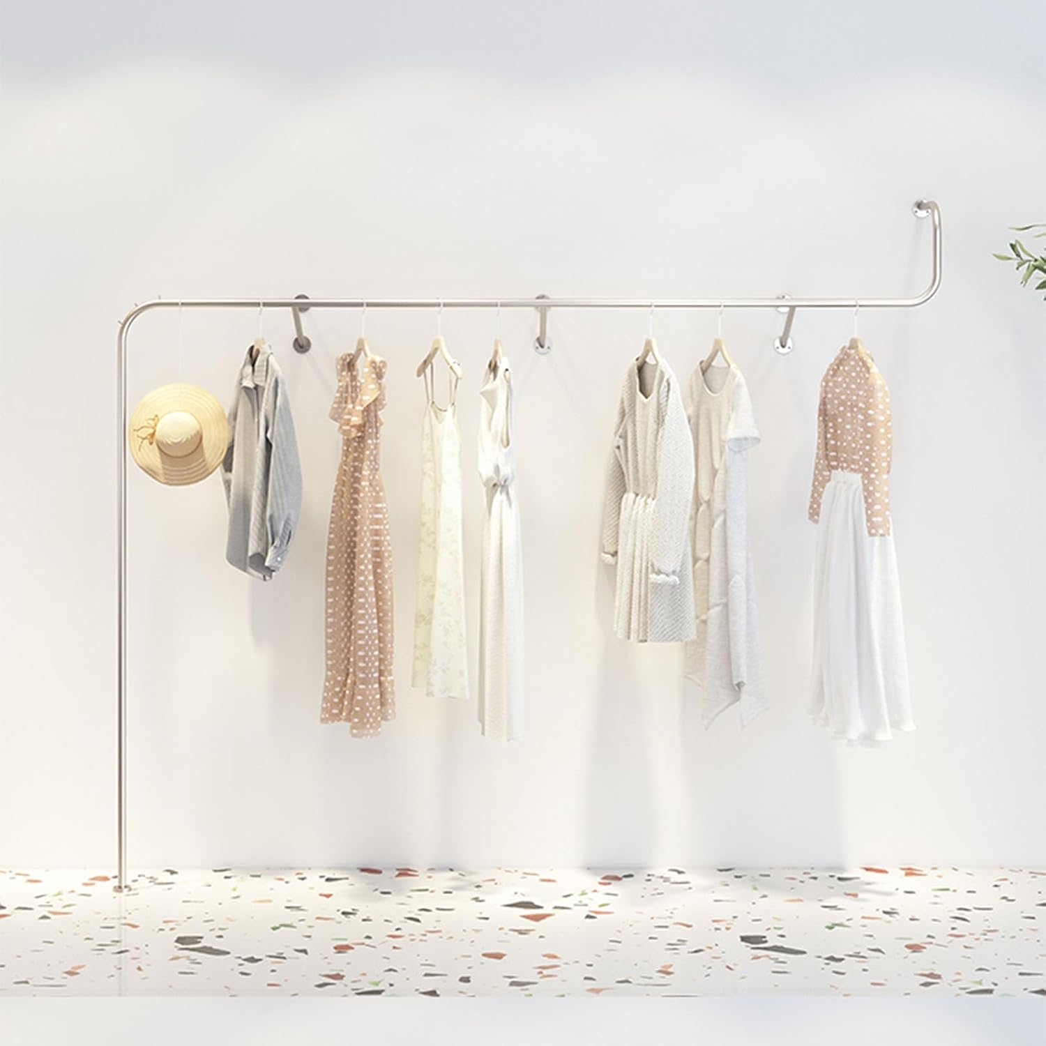Industrial Pipe Wall Mounted Clothes Hanging Shelves, Retail Display Metal Clothing Rack Stainless Steel Detachable Garment Bar,laundry Room Garment Rack,multi-purpose Hanging Rod for Closet