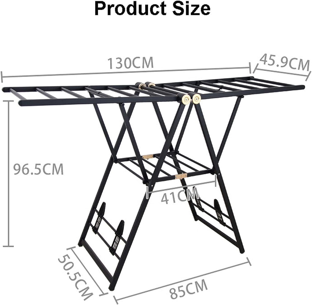 Laundry Drying Rack Floor Aluminum Alloy Clothes Drying Rack Collapsible Hanger Large Capacity Compact Hanging Racks for Garment Balcony Bedroom(130cm/51in)