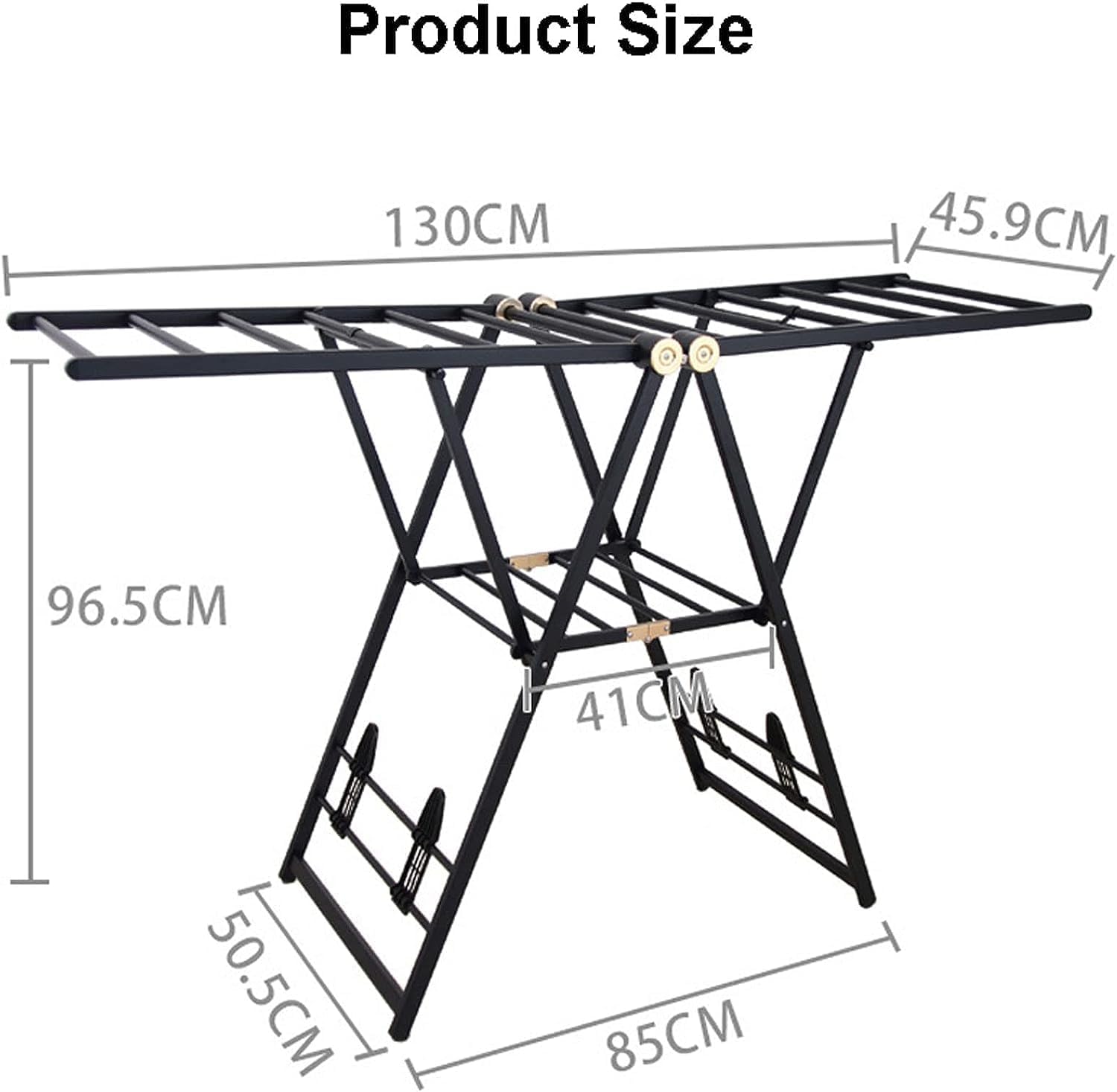 Laundry Drying Rack Floor Aluminum Alloy Clothes Drying Rack Collapsible Hanger Large Capacity Compact Hanging Racks for Garment Balcony Bedroom(130cm/51in)