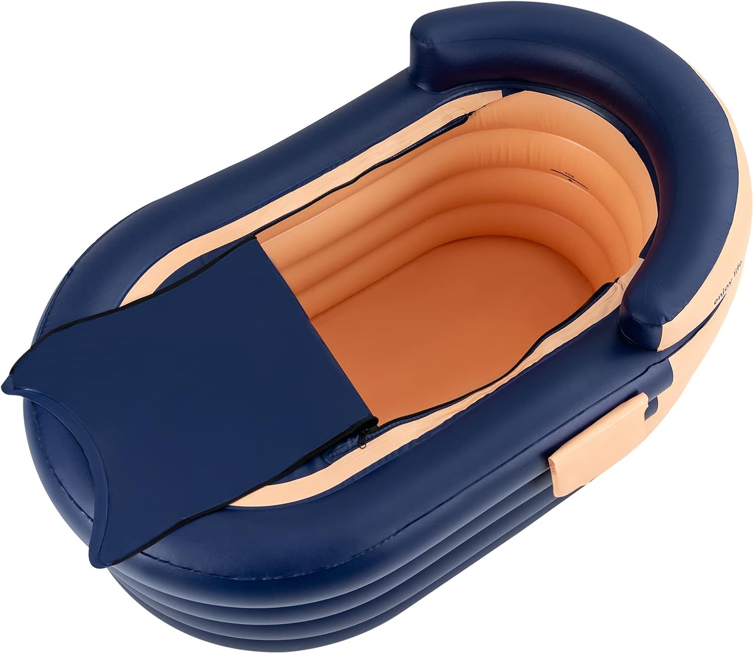DYNAMI Inflatable Bathtub,Portable Bathtub with Wireless Electric Air Pump, Foldable Freestanding Mobile Adult Bathtub,for Shower Stall Hot Bath and Ice Bath,33 * 55 * 29in (Orange&Blue)