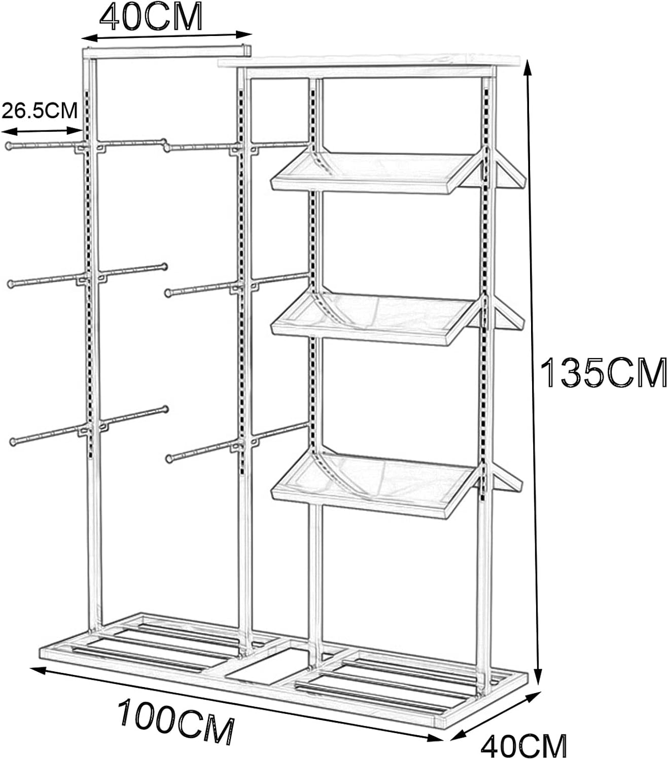 Clothes Retail Shelves Garment Rack Commercial Socks Holder,Adjustable Underwear Rack Bra Display Fixture Handbag Hanging Rods,Boutique Store Hanger Hat Organizer Shel
