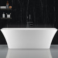 GarveeHome 67 in Free Standing Tub – Modern Soaking Bathtub with Matte Sliver Overflow, Acrylic Deep Soak Bath Upgrade for Contemporary Bathrooms, White