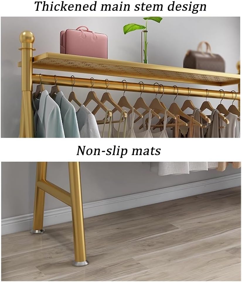 Freestanding Garment Rack, Heavy Duty Metal Construction, Retail Store Display and Home Organization Solution