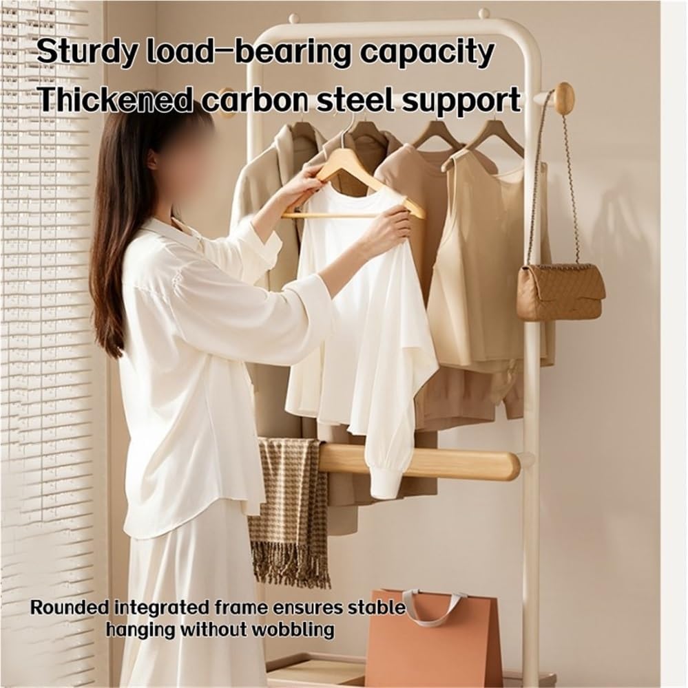 Modern Metal Coat Rack with Wheels, Freestanding Garment Rack with Storage Box, Multifunctional Clothes Rack for Living Room, Bedroom, Entryway and Office(Black,80cm/31.5in)