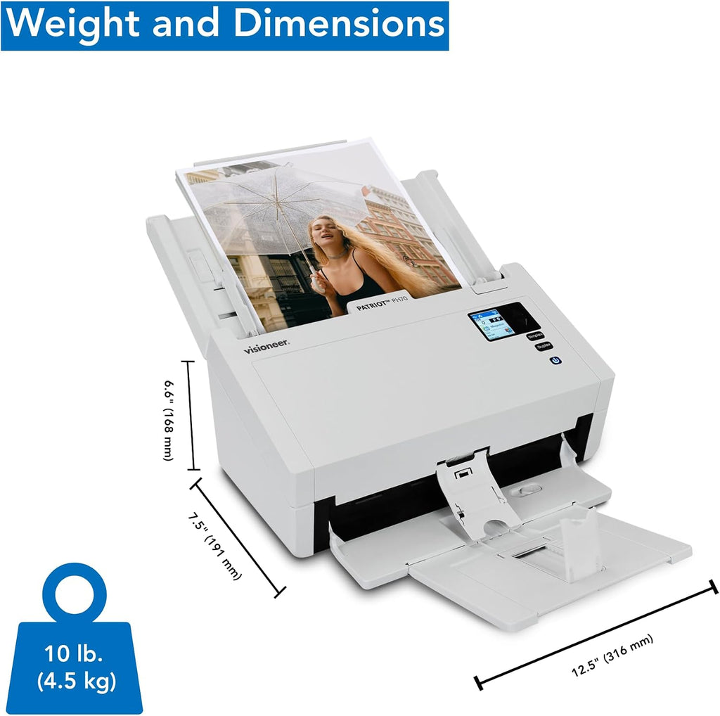 Visioneer High-Speed Color Photo and Document Scanner PH70, 600 dpi, USB, Scans 110 Photos Per Minute, 50-Photo Automatic Document Feeder (ADF), for Laptop or Desktop