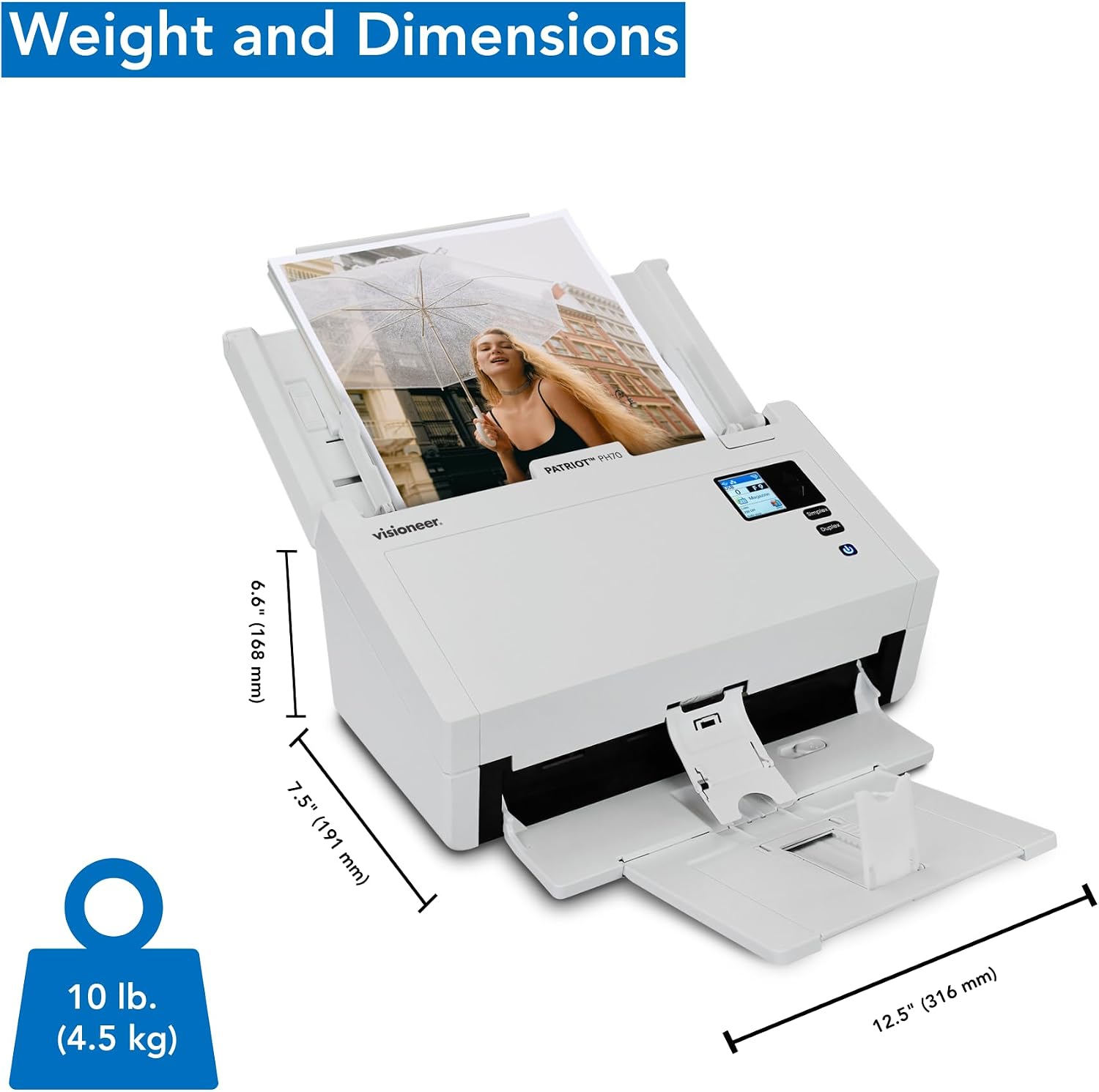 Visioneer High-Speed Color Photo and Document Scanner PH70, 600 dpi, USB, Scans 110 Photos Per Minute, 50-Photo Automatic Document Feeder (ADF), for Laptop or Desktop