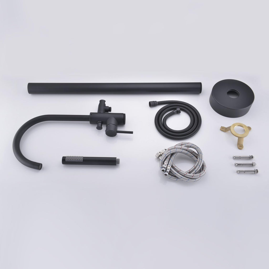 Freestanding Bathtub Faucet Tub Filler Faucets Black Single Handle Floor Mounted with Handheld Shower