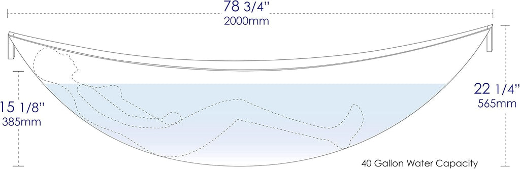 ALFI brand HammockTub1-BM Black Matte 79' Acrylic Suspended Wall Mounted Hammock Bathtub